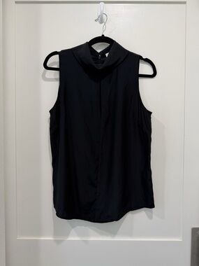 Frame Silk Sleeveless Turtleneck Top Black S Loose Minimalist Chic